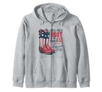 We'll Put A Boot In Your Ass Western Cowgirl 4th Of July Zip Hoodie