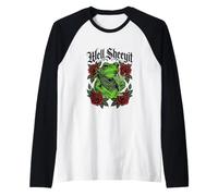 Well Sheeyit Funny Frog Drinking Alcohol Floral Rose Raglan Baseball Tee