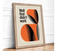 Well That Didn't Work Mid-Century Framed Wall Art Print A3 (42×29.7cm) Oak, Wall Decor for Living Room, Bedroom, Office & Home, Ready to Hang, Art Gift