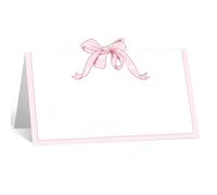 Well Tile 100 Pack Pink Bow Table Place Cards 2 x 3.5 Inch Cute Bow Knot Name Cards for Birthday Party Baby Shower