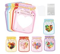 Well tile 50 Set Valentines Day Cards Mason Jar Shape Happy Valentine's Day Gift Card DIY Crafts Art Cards for Boys Girls School Class Classroom Party(Candy Not Included)