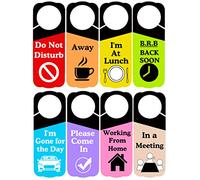 Well tile Business Office Door Hanger Sign 3.5 x 9.5 Inches Do not Disturb Working from Home Office in a Meeting Away Vacation Out of Office BRB Back Soon Double Sided Hanger Sign 8 Pack