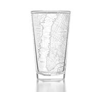 Well Told 16 oz Clear Glass New York City Map Pint Glass, Engraved Beer Glass, Gift