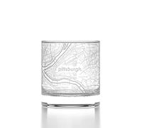 Well Told Engraved Pittsburgh Pennsylvania Map Rocks Glass, Old Fashioned Whiskey Glass (11 oz, Clear) Etched Whiskey Glass, Gifts For Whiskey Lovers