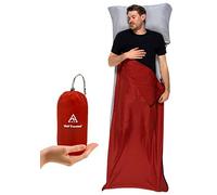 WELL TRAVELED Sleeping Bag Liner, Lightweight Adult Sleeping Sheet for Hiking, Backpacking and Camping, Easily Removable and Washable, Silky Smooth Fabric, Simple to Stuff Sack (Red (Left Zipper))
