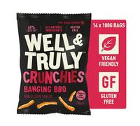 WELL&TRULY: Banging BBQ | Baked Corn Snacks - Gluten Free - Vegan & Plant Based - No Added Sugar - Less Fat - Healthy Snack - (Box of 14 Bags, 100g Each)