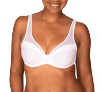 Well - Underwired Tulle Design Bra - Natural Neckline - Optimal Support, Large Breasts - Chimney Back - Interlocking Scarf Shape, White, 32B