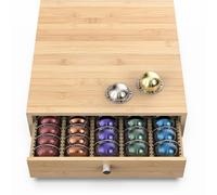 WELL WENG for Nespresso Vertuo Capsules (NV145) - Premium Bamboo Coffee Pod Drawer, 45 Big or 60 Small Vertuoline Pods Organizer - 13.25"Wx14"Dx3.9"H (Natural)