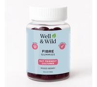 Well & Wild Fibre Gummies - 4g Inulin + Live Cultures - Vegan Gut Health Support - No Added Sugar - Mixed Berry Flavour - 60 Gummies (30 Day Supply)