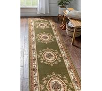Well Woven Emilia Medallion Green Floral Border Traditional Rug 67 x 220 cm (2'3" x 7'3" Runner ft.)