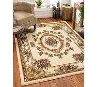 Well Woven Emilia Medallion Ivory Floral Border Traditional Area Rug 120 x 160 cm (3'11" x 5'3" ft.)