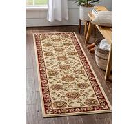 Well Woven Sarouk Ivory Traditional Floral Oriental Formal Rug 67 x 220 cm (2'3" x 7'3" Runner ft.)