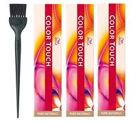 Wella Color Touch Pure Naturals 7/0 Pack of 3 Medium Blonde 60ml and Color Brush