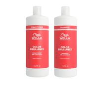 Wella Professionals Color Brilliance Set of 2 - Shampoo & Conditioner for Fine Hair (1 Litre Each) - Colour Protection, Anti-Yellow Tone, Intense Shine, pH Optimised Care for Coloured Hair