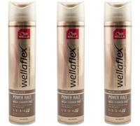 Wellaflex Hairspray Power Hold 3 X 250ml Mega Strong Hold 5+ No Glue