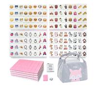 WELLATENT 4 Players Seaside Escape Game Blocks Mahjong Sets with 36mm 129 Pink Tiles ,Animal and Food and Emoji and Accessories Pattern with Bag.
