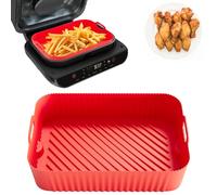 Wellavich Air Fryer Silicone Liners for Ninja FG551/DG551/IG651 Smart XL Indoor Grill, Rectangular Cooking Pot Liner, Reusable Silicone Baking Tray, Ninja Foodi Indoor Grill Accessories, Red