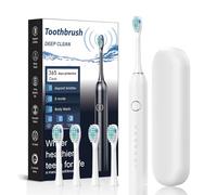 Wellawhite Electric Toothbrush - Effortlessly White Smile, with 4 Replaceable Brush Heads, 6 Cleaning Modes, Two-Minute Smart Timer, Px7 Water Resistance, Portable for Home, Trave (White)