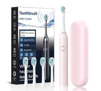 Wellawhite Electric Toothbrush - Effortlessly White Smile, with 4 Replaceable Brush Heads, 6 Cleaning Modes, Two-Minute Smart Timer, Px7 Water Resistance, Portable for Home, Trave (Pink)