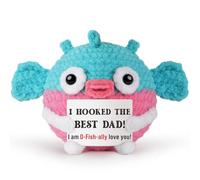 WELLBANEE Mini Funny Christmas Dad Gifts from Daughter Son Wife, Birthday Gifts for New Step Bonus Dad Father Daddy Presents, Handmade Emotional I Love You Dads Crochet Puffer Fish