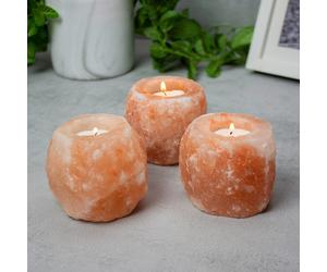 Wellbeing Pink Himalayan Salt Three Piece Tealight Holder Set