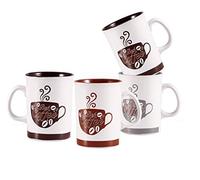 Wellberg 4-Pack 280ml Bio-Ceramic Mug Set with Chrome Stand, Multicoloured | Dishwasher & Microwave-Safe Ceramic Coffee Mug Set, Tea Cups | Cadmium & Lead-Free Hot Chocolate Mug Set with Metal Holder