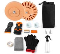 WELLBOM 21PCS Eraser Wheel Decal Remover Set, 4 inch Toffee Wheel for Drill | Car Sticker Remover Kit, with Storage Bag and Scraper for Removing Glue Sticker Adhesive