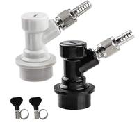 WELLBOM Ball Lock Disconnect Set, 1 Pair Gas & Liquid Keg Quick Disconnects | MFL fittings, 5/16'' gas & 1/4'' liquid barbs, sturdy leak-proof corny keg connectors for homebrew