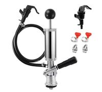 WELLBOM Beer Keg Pump Tap, European S System Beer Pump Tap Keg Hand Pump 4'' Picnic Pump with Beer Faucet & Hose, Chrome-Plated Keg Draft Beer Party Pump with 2 Hose Clamps Kegerator Pump for Homebrew