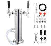 WELLBOM Double-Faucet Draft Beer Tower Dispenser, Stainless Steel Kegerator Tower Kit with Self-Closing Beer Faucet & Pre-Assembled Line, Draft Tower for Home Bars and Commercial Use