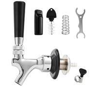 WELLBOM Draft Beer Shank Faucet Kit, 1-1/2'' Beer Shank No Leak | Chrome plated, stainless steel core, beer tap for kegerator with tap brush spanner wrench hose clamp, 1/4'' 3/16'' beer line