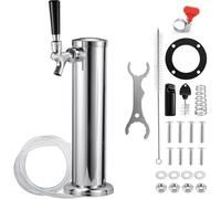 WELLBOM Single Tap Draught Beer Tower with Self-Closing Beer Faucet | Stainless Steel Kegerator Tower Kit, 3" Beer Tower Dispenser with Pre-Assembled Beer Line, for Home Bars And Commercial Use