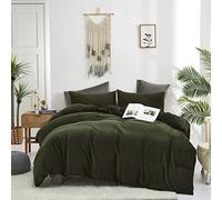 Wellboo Army Green Velvet Duvet Covers King Solid Olive Green Fluffy Bedding Comforter Covers Cotton Soft Cozy Dark Green Flannel Quilt Cover Plain Army Green Fuzzy Hunter Green Plush Duvet Cover Sets