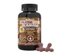 WellBoost Creatine Gold - 5000mg Creatine Monohydrate, Vegan, Sugar-Free Gummies for Lean Muscle Growth, Endurance, Recovery & Energy (1 Month Supply) in Starwberry and Banana Flavour.