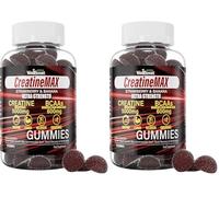 WellBoost Creatine MAX Gummies - 5000mg Creatine Monohydrate & 600mg BCAAs per Serving - Vegan, Sugar-Free Chewable Gummies with Strawberry & Banana Flavour - 90 Gummies (1 Month Supply) (Pack of 2)