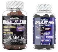 WellBoost Vitality Max Bundle - Testos MAX & Shilajit Max Vegan Gummies - Support Vitality, Stamina & Lean Muscle (1-Month Supply)