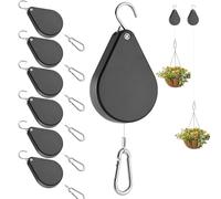 Wellbro 2026 Upgraded Retractable Plant Hangers, Raising and Lowering Garden Pulleys for Hanging Baskets, Flower Pots, and Bird Feeders (6, Black)