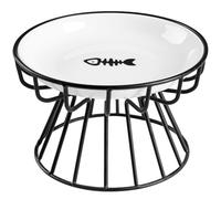 Wellbro Cat Bowls, Elevated Cat Bowl, Raised Ceramic Cat Dish with Metal Stand, Pet Water or Food Feeding Station for Indoor Cats, Kitten, Puppies and Small Dogs, Dishwasher Safe