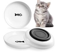 Wellbro Ceramic Cat Bowls, 3 Pcs Whisker Friendly Shallow Food Water B