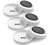 Wellbro Ceramic Cat Food Bowls, 6 Pcs Whisker Friendly Shallow Dishes Plates for Cat Kitten, with Non-Slip Silicone Base (Deeper-6 PACK)