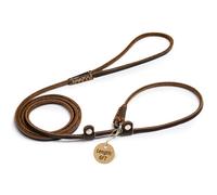 Wellbro Real Leather Slip Dog Leash, Super Thin and Adjustable Slip Lead, Soft and Slim, Suit for Puppies Small Dogs, 6ft Long by 0.19 Inch Wide, Brown