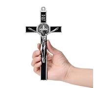 Wellcho Black Enamel Crucifix Wall Cross -Saint Benedict Metal Wall Art-7 Inch Cross Give Blessing and The Spiritual Sacred:Faith Gift for your Acquaintances