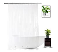 WellColor Clear Shower Curtain Liner 72 x 75 inch, PEVA Heavy Duty Shower Liner with 3 Weighted Magnets, Transparent, 100% Waterproof