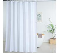 WellColor White Shower Curtain Liner 72 x 74 Inches Long, Water Repellent Polyester Bathroom Fabric Shower Curtains for Spa and Hotel Quality, Machine Washable