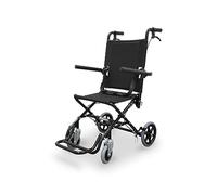 WELLCORE Folding Wheelchair for Transportation, Aluminum, Lightweight, Compact, Handle Brakes, Seat Belt, Folding Footrests, Folding Armrests, Black