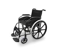 WELLCORE Folding Wheelchair, Self-propelling, Aluminum, Lightweight, Compact, High Strength, Solid Wheels, Hand Brakes, Padded Armrests, Flip Foot Rest