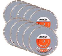 WellCut 230mm Diamond Cutting Disc, Segmented Diamond Blade for Concrete, Brick, Stone & Masonry,General Purpose Cutting Wheel, Block Paving, Patio Slabs & Building Materials (10)
