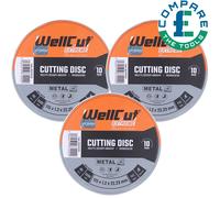 Wellcut Cutting Disc 115mm 4.5 Inch in Metal Box For Angle Grinder Pack of 3