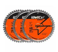 Wellcut Tct Extreme Circular Saw Blade 190mm X 30mm X 48T, Suitable For Hs7601J, C7U2, Dwe576, Gks65 - Pack Of 3