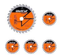 WellCut TCT Extreme Saw Blades 160mm x 20mm Bore 28T, 48T, 60T (24 Teeth) (Pack of 5)
